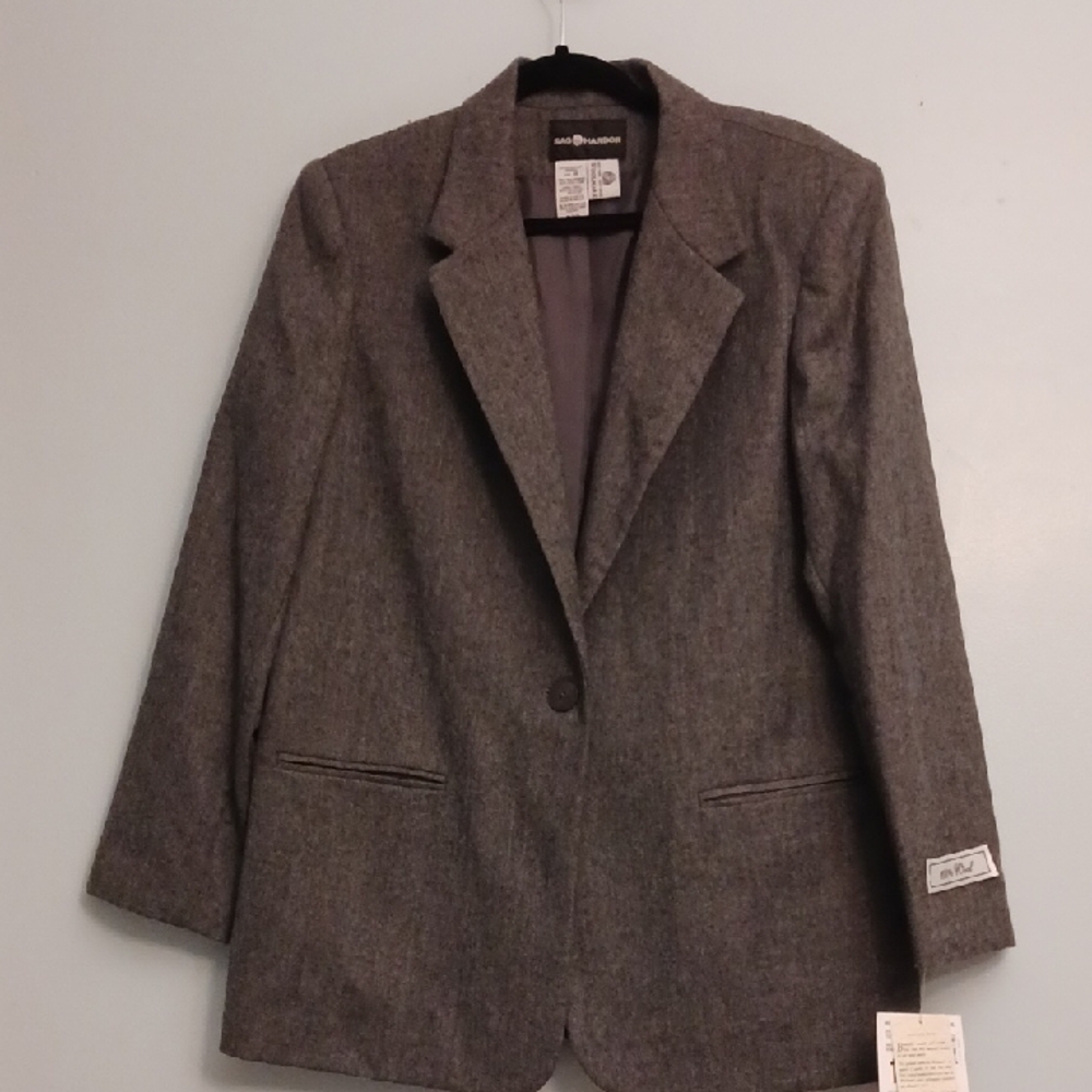 Sag Harbor Tailored Gray Wool-Blend Blazer